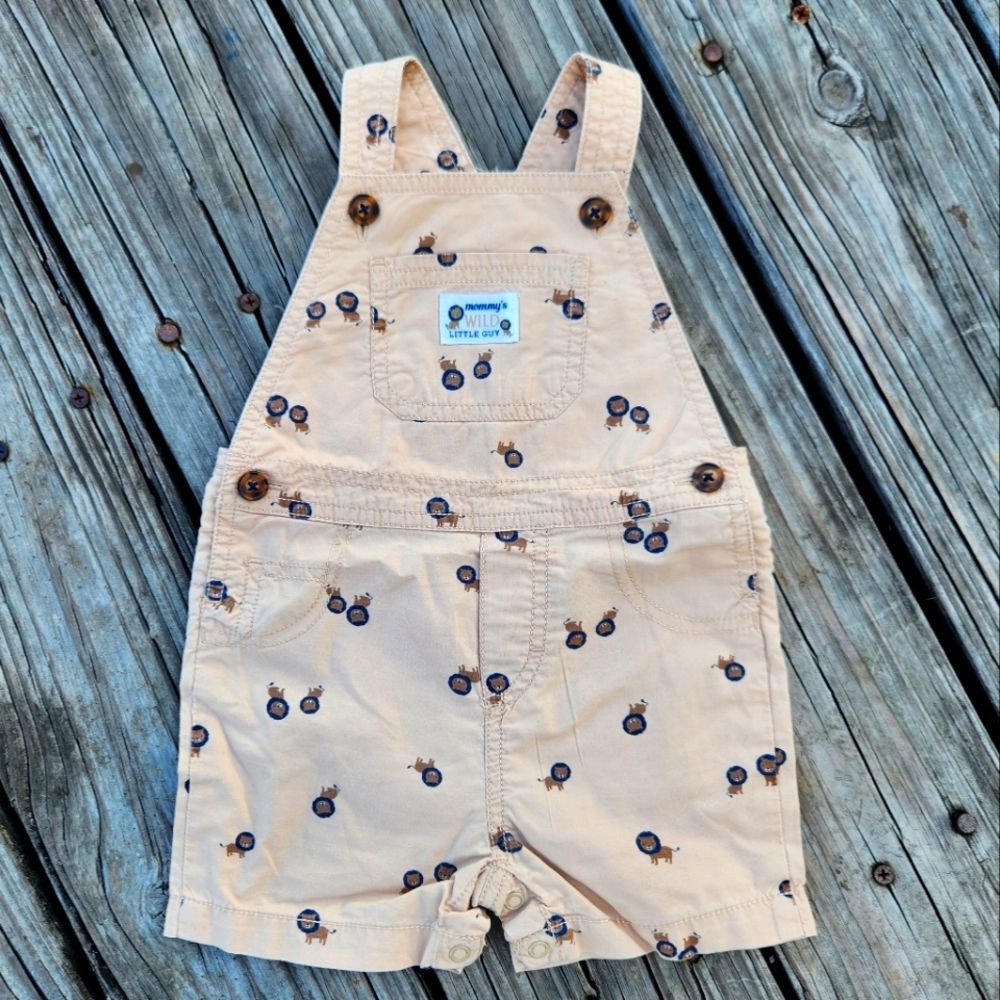 Carter's Baby boys Short Overalls Beige Tan Size 12 Months Adjustable with Snaps